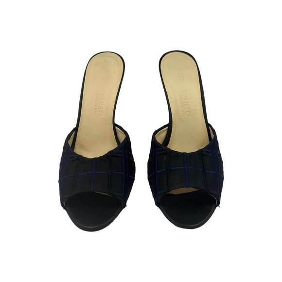 BOTTEGA VENETA Peep Toe Abstract Solid High Heel Sandals Black 7B - Picture 4 of 13